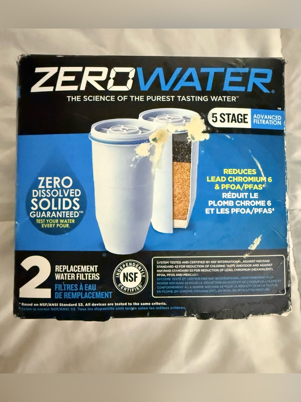 Unopened Zero Water 5 Stage Advanced
Filtration 2 Pack Replacement filters